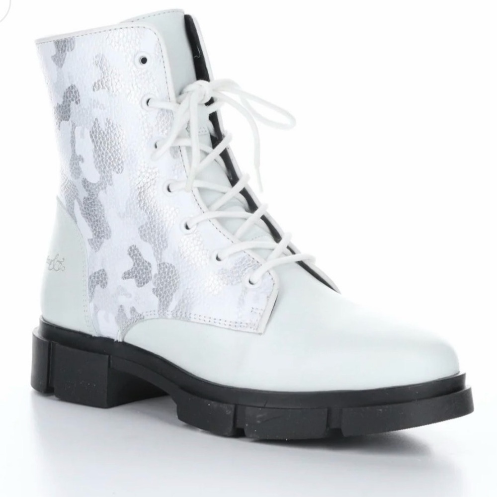 Bos. & Co. | “The Luck” Boot, White & Silver Camo Combat Boot, NWT Size 39